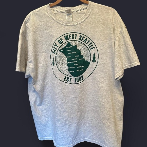Vintage City of West Seattle Tee | Heather Gray & Green | XL - Picture 1 of 6